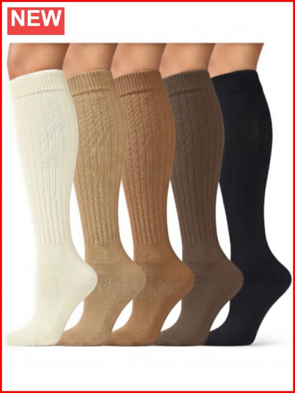 Justay Cotton Slouchy Knee High Scrunch Socks 5 Pairs